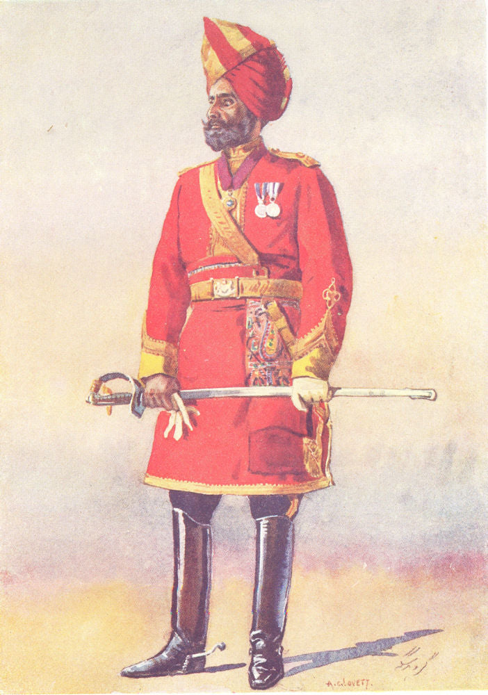 INDIA. Armies of Native States. Bharatpur Infantry; Commandant Jat 1911 print